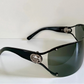 Gucci 00s vintage sunglasses - black rimless shield frame with strass logos
