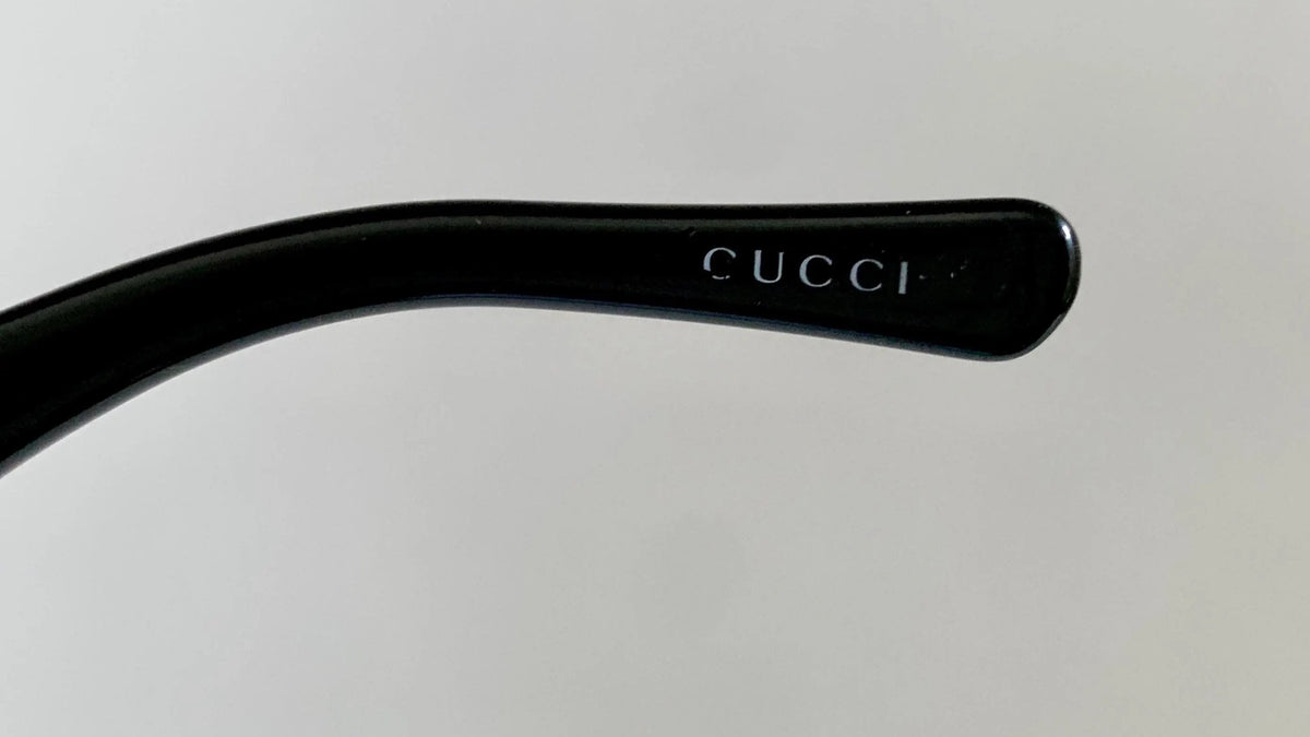 Gucci 00s vintage sunglasses - black rimless shield frame with strass logos
