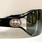 Gucci 00s vintage sunglasses - black rimless shield frame with strass logos