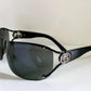 Gucci 00s vintage sunglasses - black rimless shield frame with strass logos