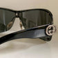 Gucci 00s vintage sunglasses - black rimless shield frame with strass logos
