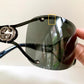 Gucci 00s vintage sunglasses - black rimless shield frame with strass logos