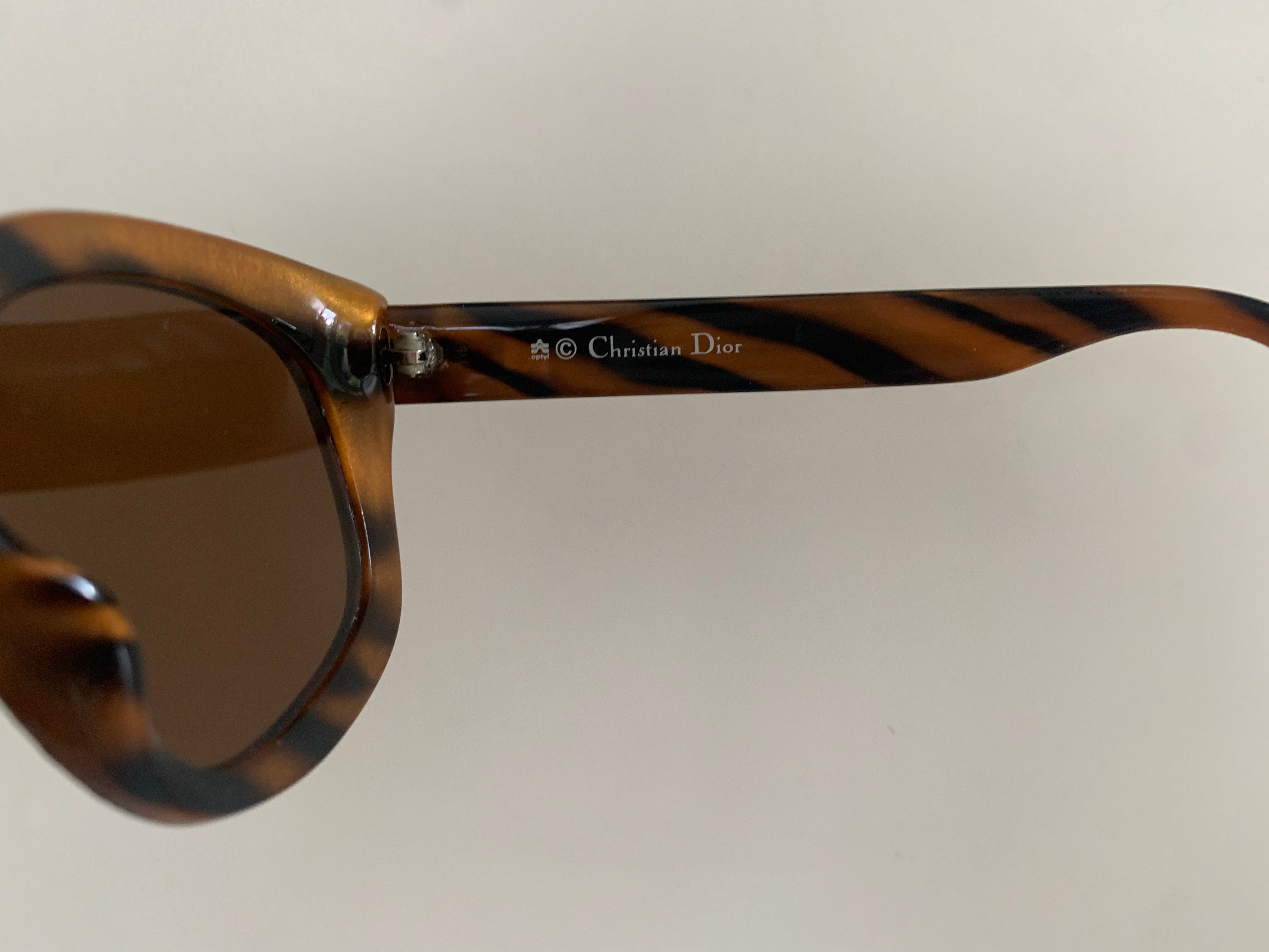 Christian Dior - Brown Tortoise Shell Round Sunglasses w/ Pink Leaf Pr –  Current Boutique